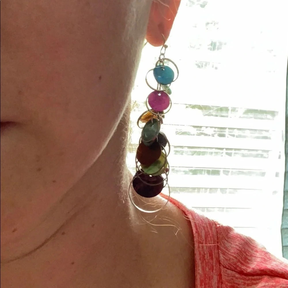 Multi-Color Circle Earrings - Picture 3 of 6